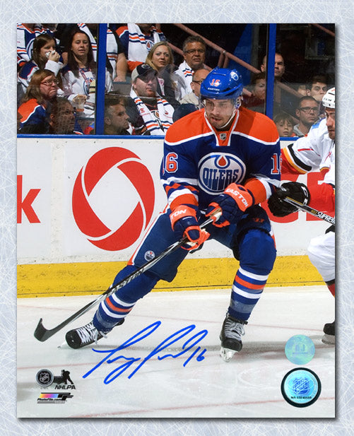 Teddy Purcell Edmonton Oilers Autographed Battle Of Alberta 8x10 Photo | AJ Sports.