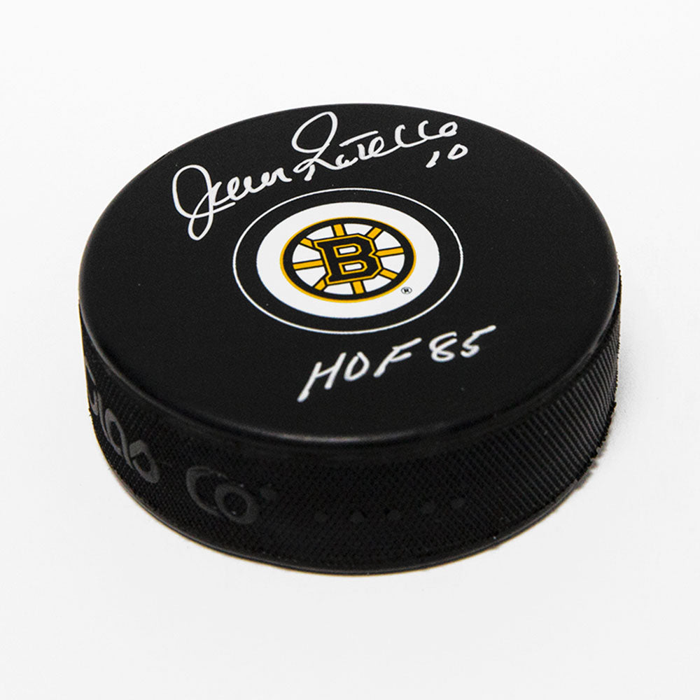 Jean Ratelle Boston Bruins Signed Hockey Puck with HOF Note | AJ Sports.