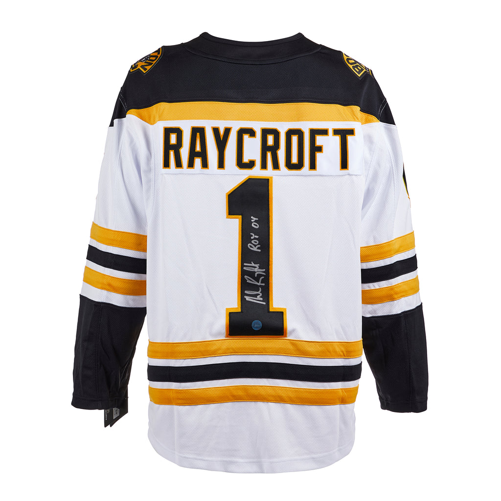 Andrew Raycroft Boston Bruins Signed & Inscribed White Fanatics Jersey | AJ Sports.
