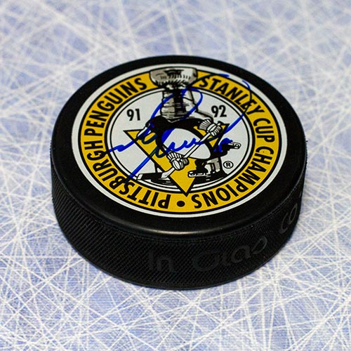 Mark Recchi Pittsburgh Penguins Autographed Stanley Cup Puck | AJ Sports.