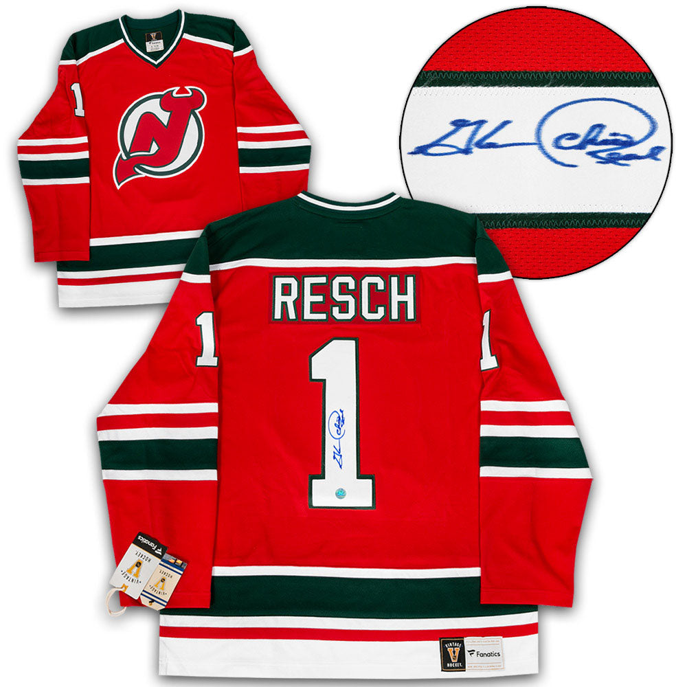 Chico Resch New Jersey Devils Signed Retro Fanatics Jersey | AJ Sports.