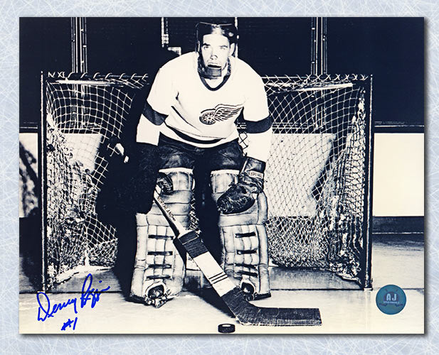 Dennis Riggin Detroit Red Wings Autographed Early Goalie Mask 8x10 Photo | AJ Sports.