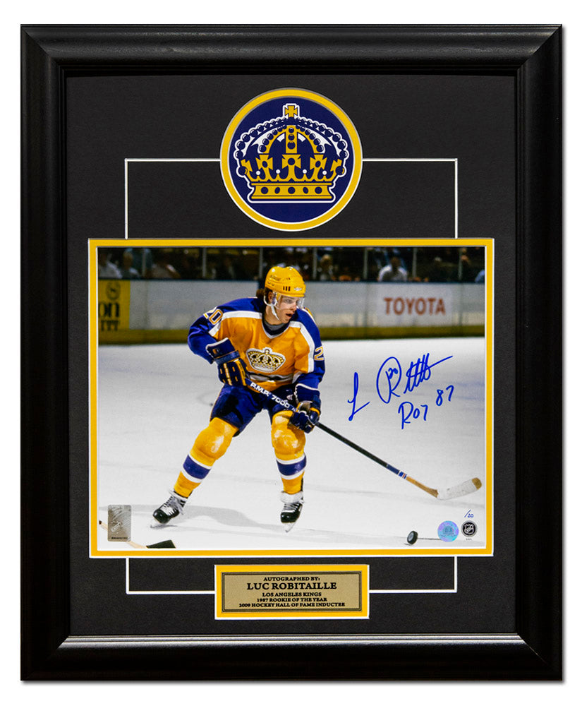 Luc Robitaille LA Kings Autographed & Inscribed ROY 87 20x24 Rookie Frame #/20 | AJ Sports.