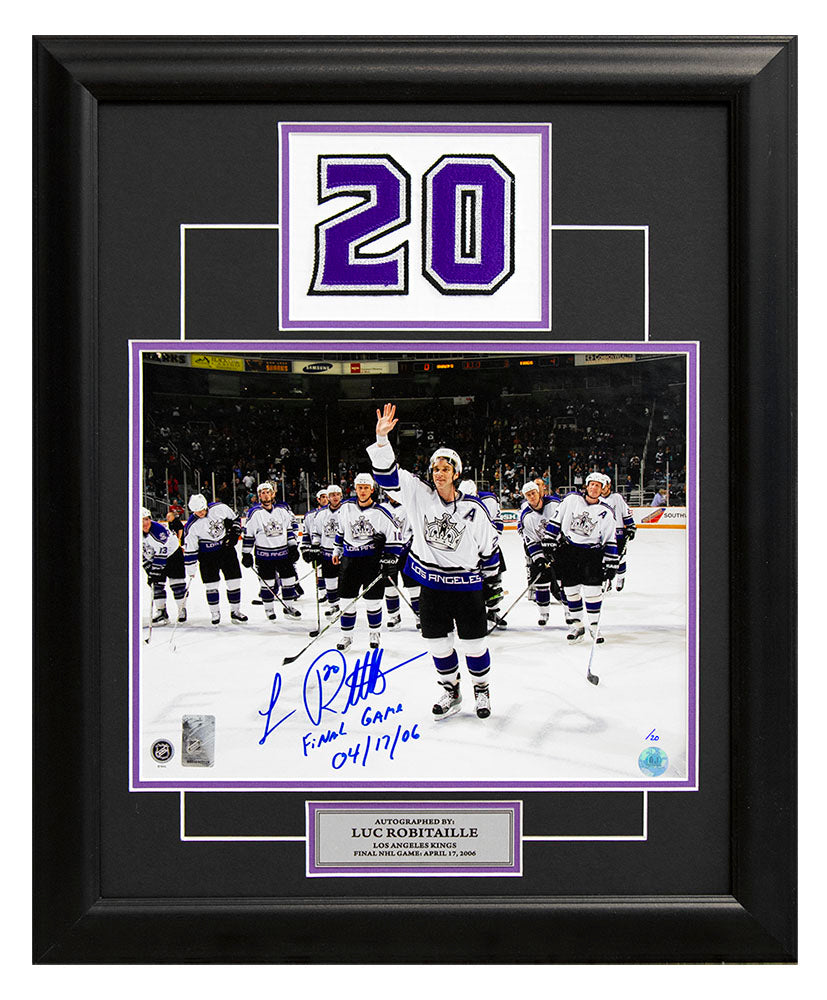 Luc Robitaille LA Kings Signed & Dated Final Game 20x24 Number Frame #/20 | AJ Sports.