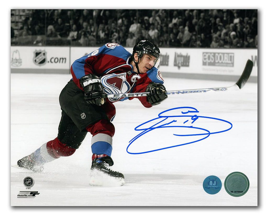Joe Sakic Colorado Avalanche Autographed Hockey Sniper Spotlight 8x10 Photo | AJ Sports.