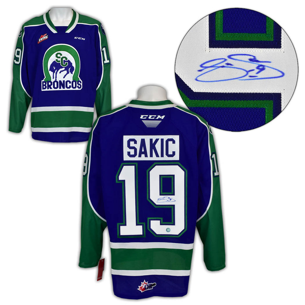 Joe Sakic Swift Current Broncos Autographed CHL Hockey Jersey | AJ Sports.