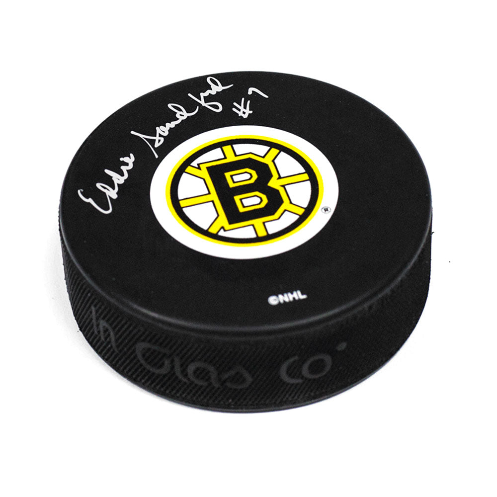 Ed Sandford Boston Bruins Autographed Original Six Hockey Puck | AJ Sports.