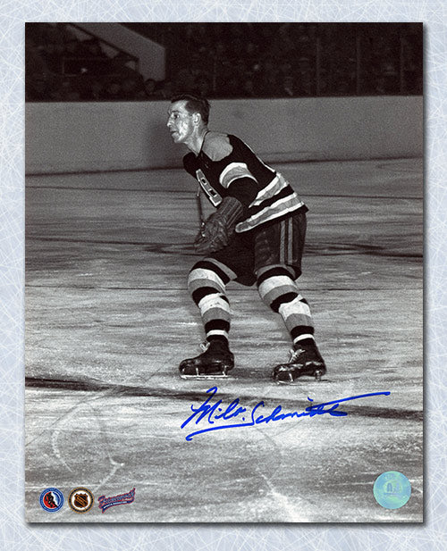 Milt Schmidt Boston Bruins Autographed Black & White Action 8x10 Photo | AJ Sports.