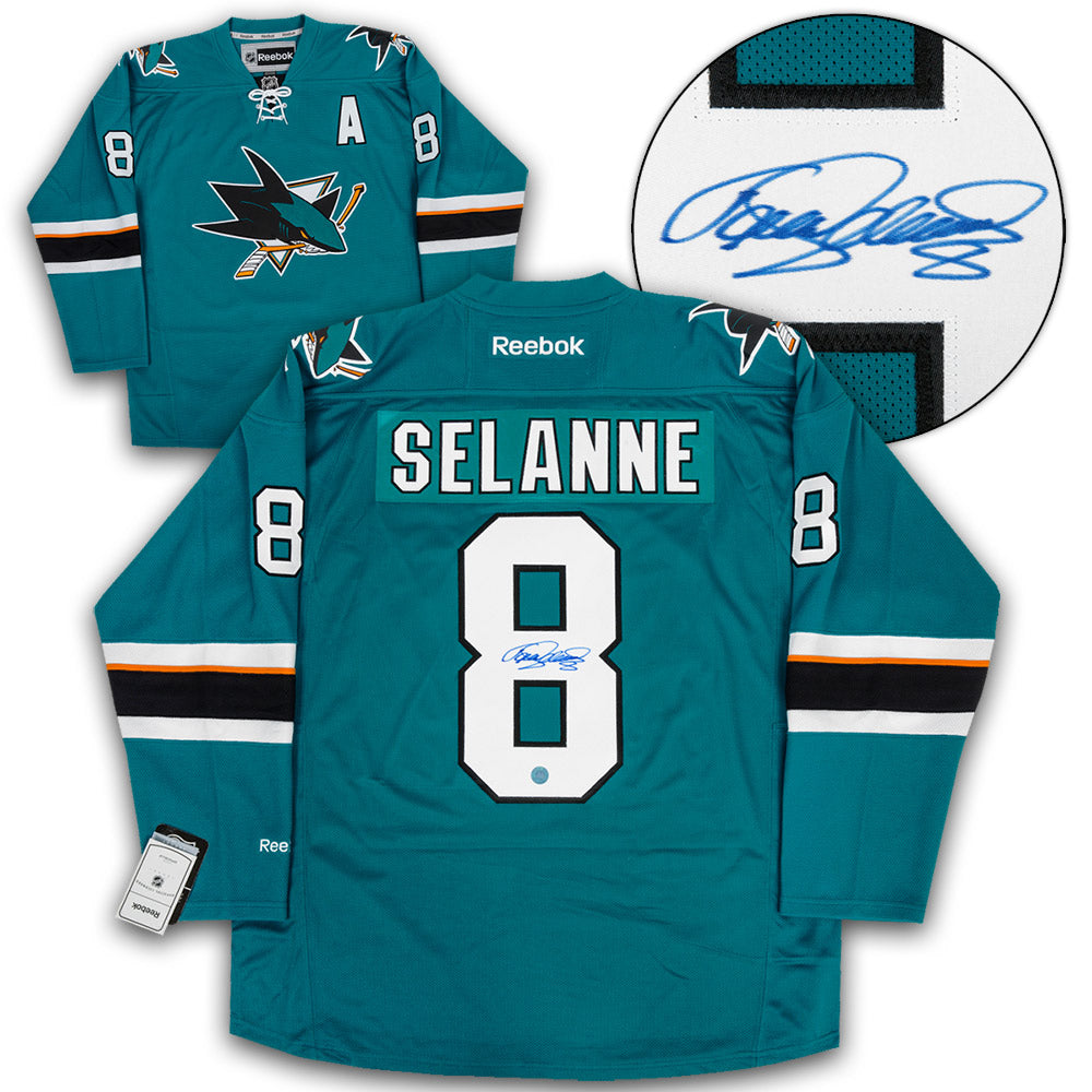 Teemu Selanne San Jose Sharks Autographed Reebok Jersey | AJ Sports.