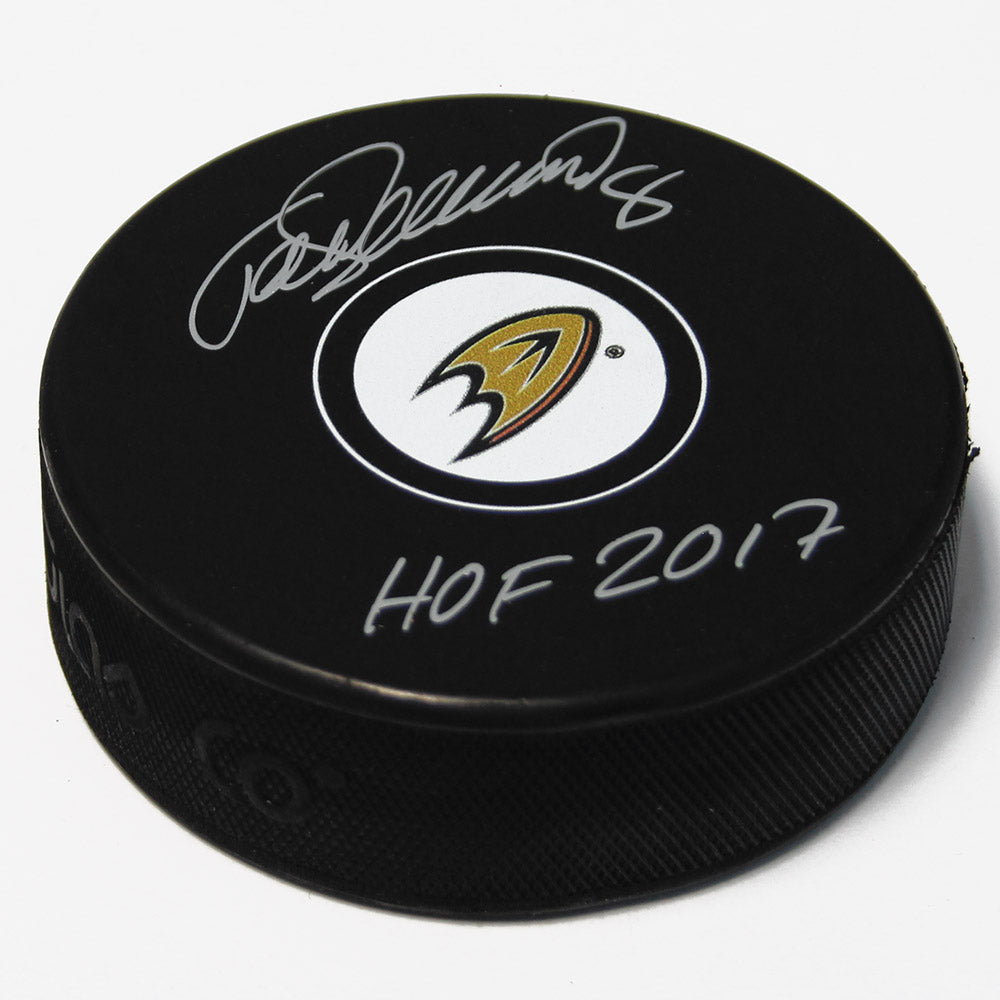 Teemu Selanne Anaheim Ducks Signed Hockey Puck with HOF Note | AJ Sports.