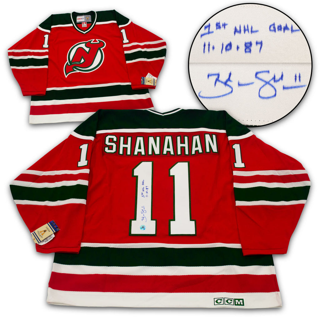 Brendan Shanahan New Jersey Devils Signed & Dated 1st Goal Vintage CCM Jersey | AJ Sports.