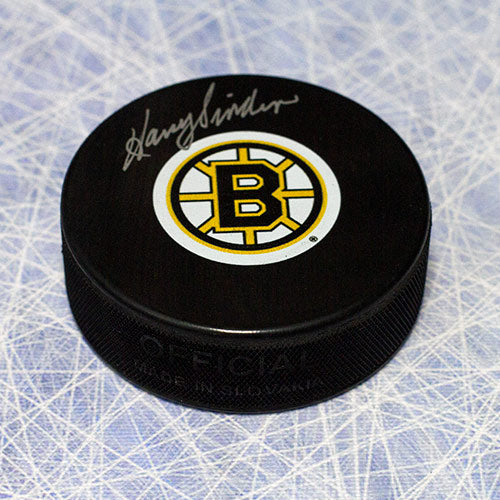 Harry Sinden Boston Bruins Autographed Hockey Puck | AJ Sports.