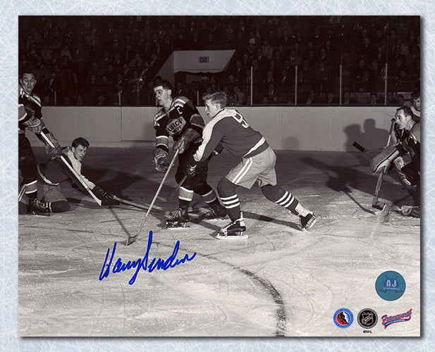 Harry Sinden Team Canada Autographed Whitby Dunlops Game Action 8x10 Photo | AJ Sports.