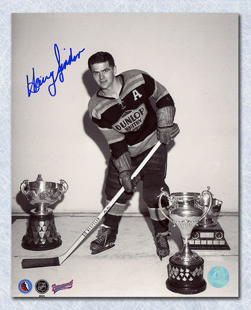 Harry Sinden Team Canada Autographed Whitby Dunlops Champion 8x10 Photo | AJ Sports.