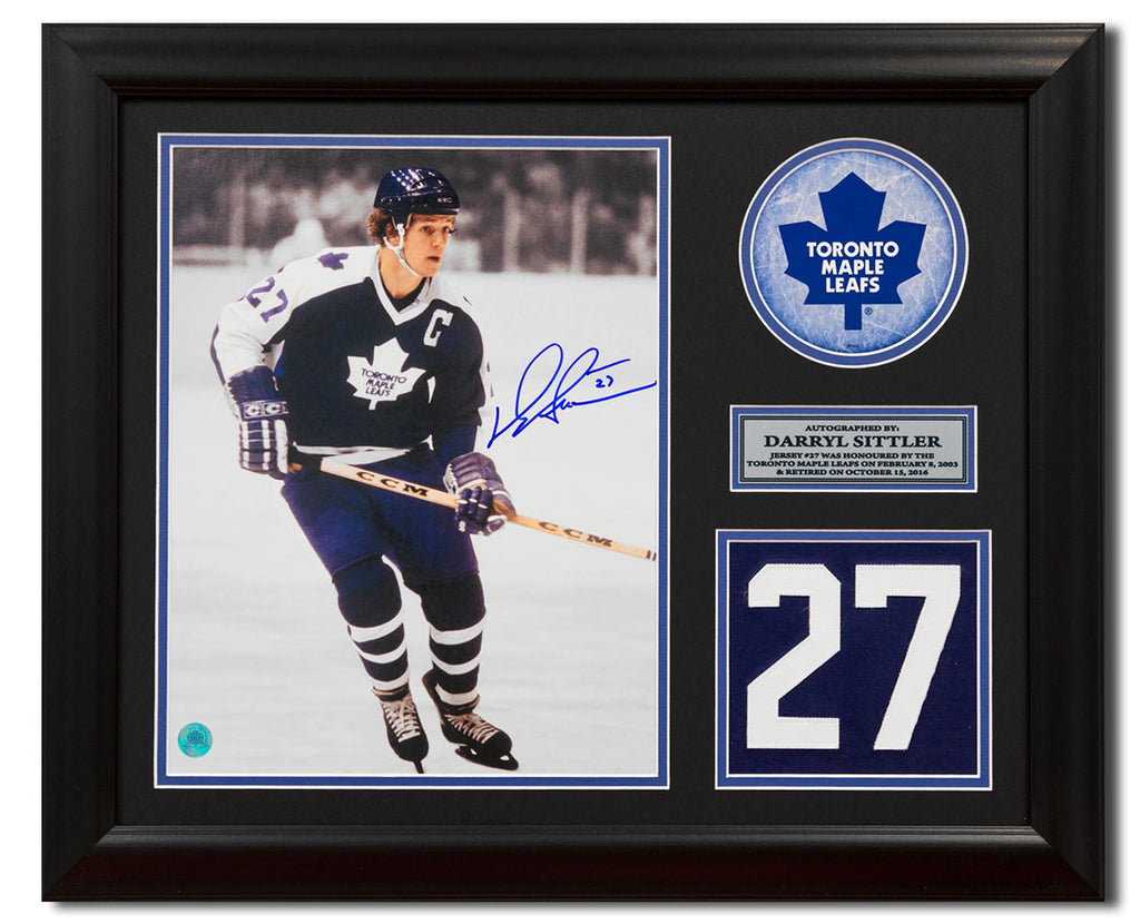 Darryl Sittler Toronto Maple Leafs Signed 20x24 Retired Number Frame | AJ Sports.