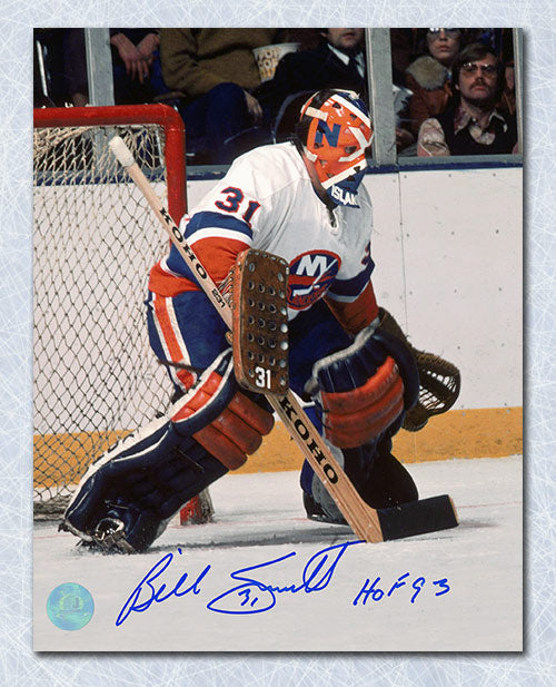 Billy Smith New York Islanders Signed Painted Mask 8x10 Photo | AJ Sports.