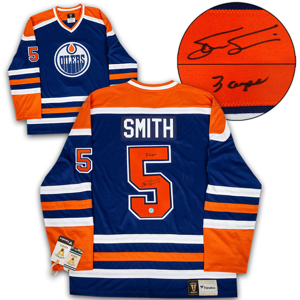 Steve Smith Edmonton Oilers Signed Retro Fanatics Jersey | AJ Sports.