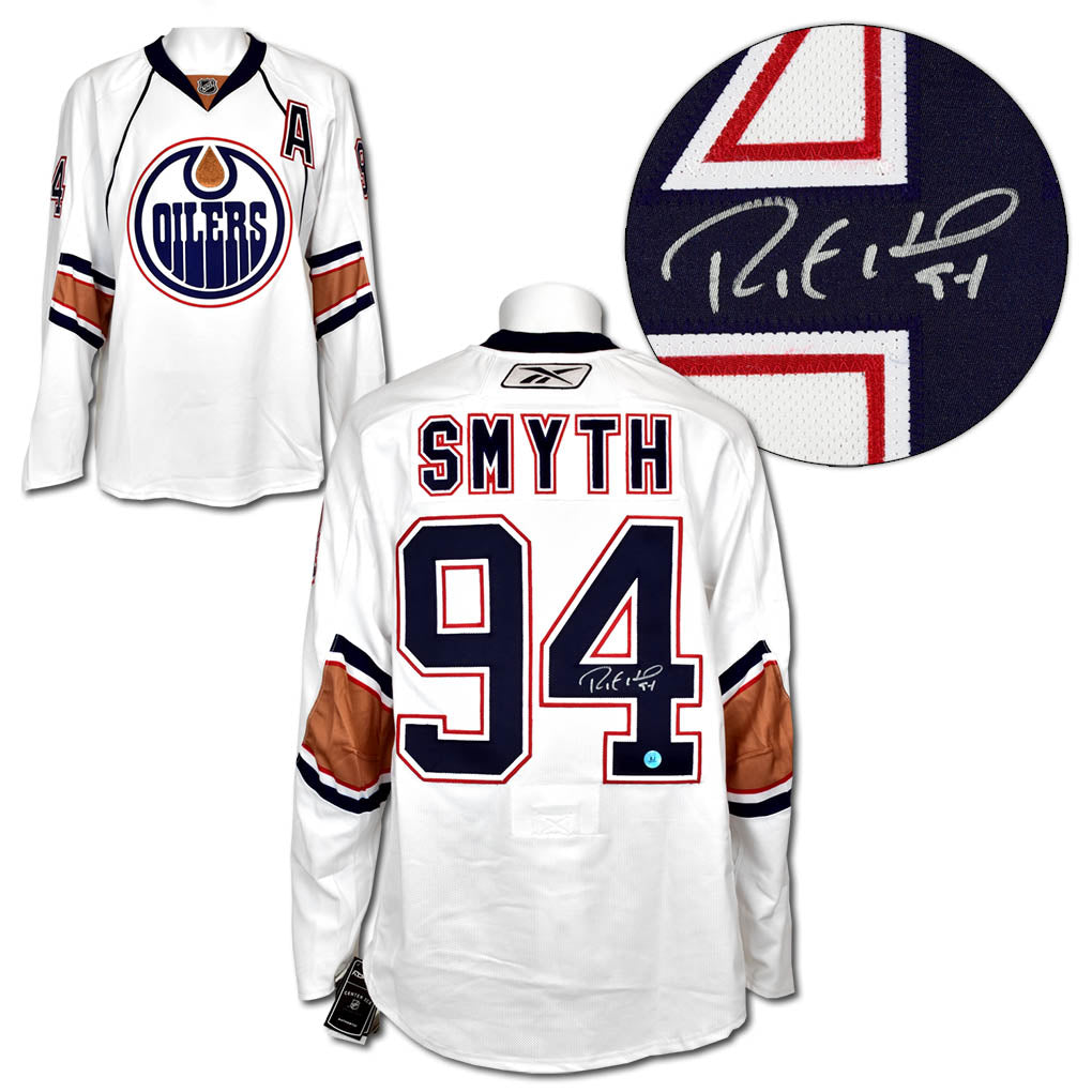 Ryan Smyth Edmonton Oilers Signed White Reebok Authentic On Ice Jersey | AJ Sports.
