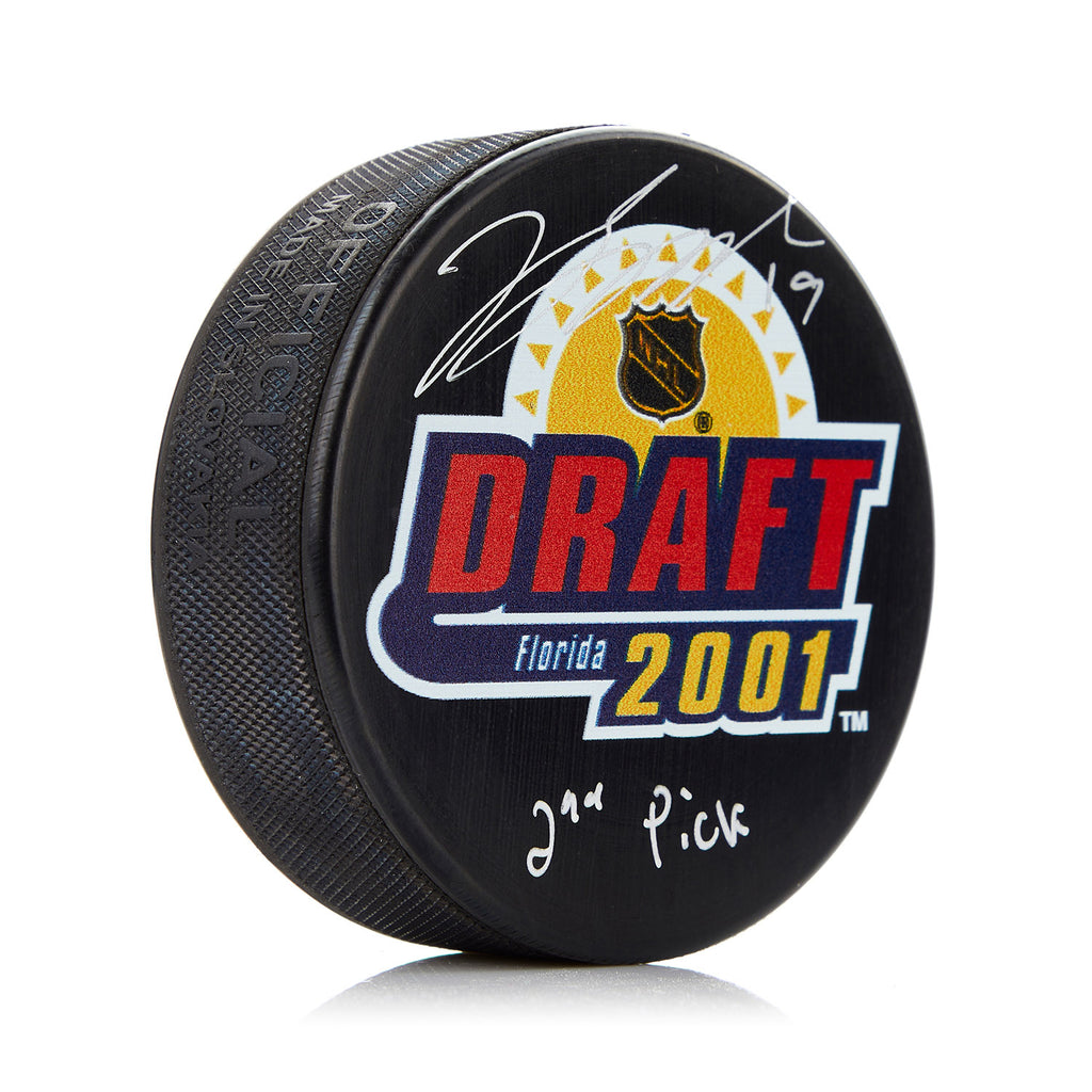 Jason Spezza Signed 2001 NHL Entry Draft Puck with 2nd Pick Note | AJ Sports.