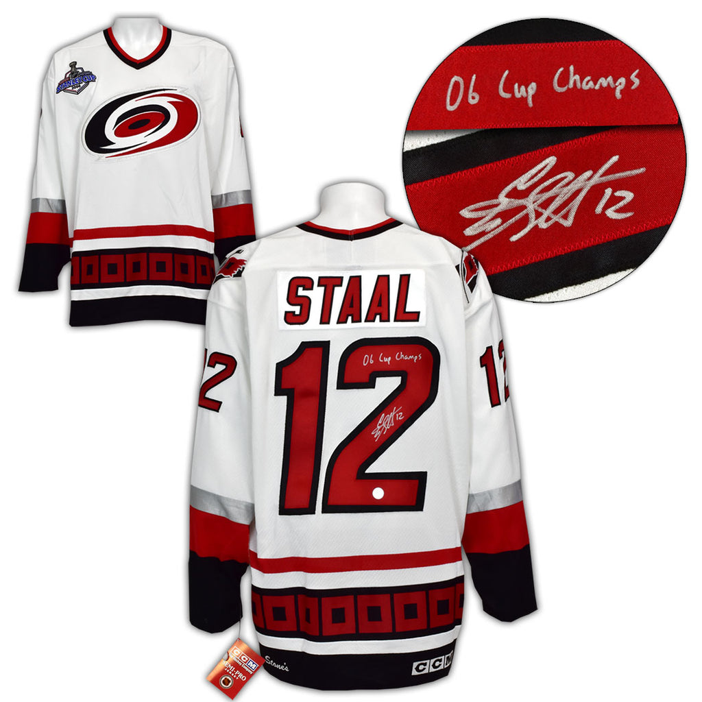 Eric Staal Carolina Hurricanes Signed & Inscribed 2006 Stanley Cup CCM Jersey | AJ Sports.
