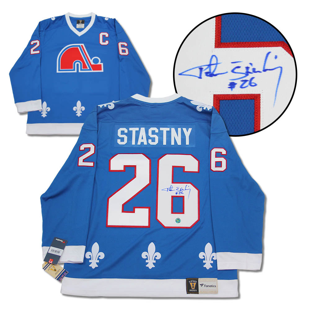 Peter Stastny Quebec Nordiques Signed Retro Fanatics Jersey | AJ Sports.