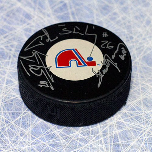 Stastny Brothers Peter Anton & Marian Triple Signed Quebec Nordiques Puck | AJ Sports.