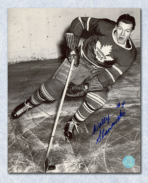 Wally Stanowski Toronto Maple Leafs Autographed On Ice 8x10 Photo | AJ Sports.