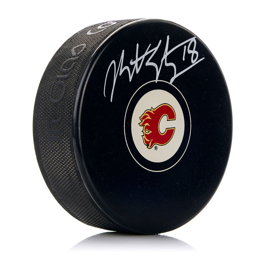 Matt Stajan Calgary Flames Autographed Hockey Puck | AJ Sports.