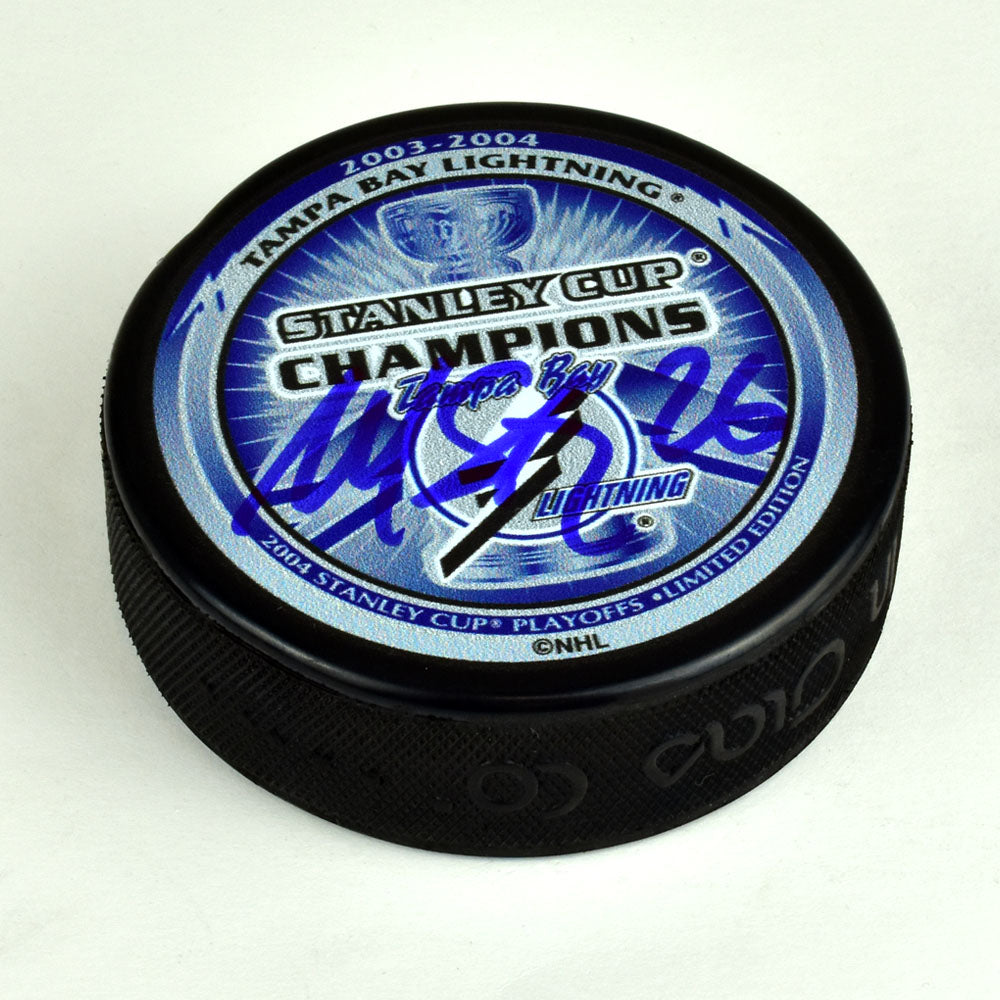 Martin St Louis Tampa Bay Lightning Autographed 2004 Stanley Cup Puck | AJ Sports.