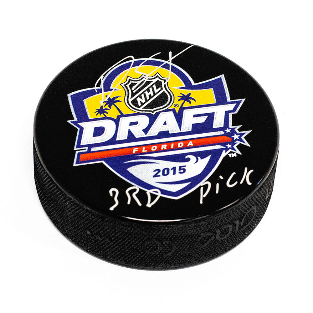 Dylan Strome Signed 2015 NHL Entry Draft Puck with 3rd Pick Note | AJ Sports.