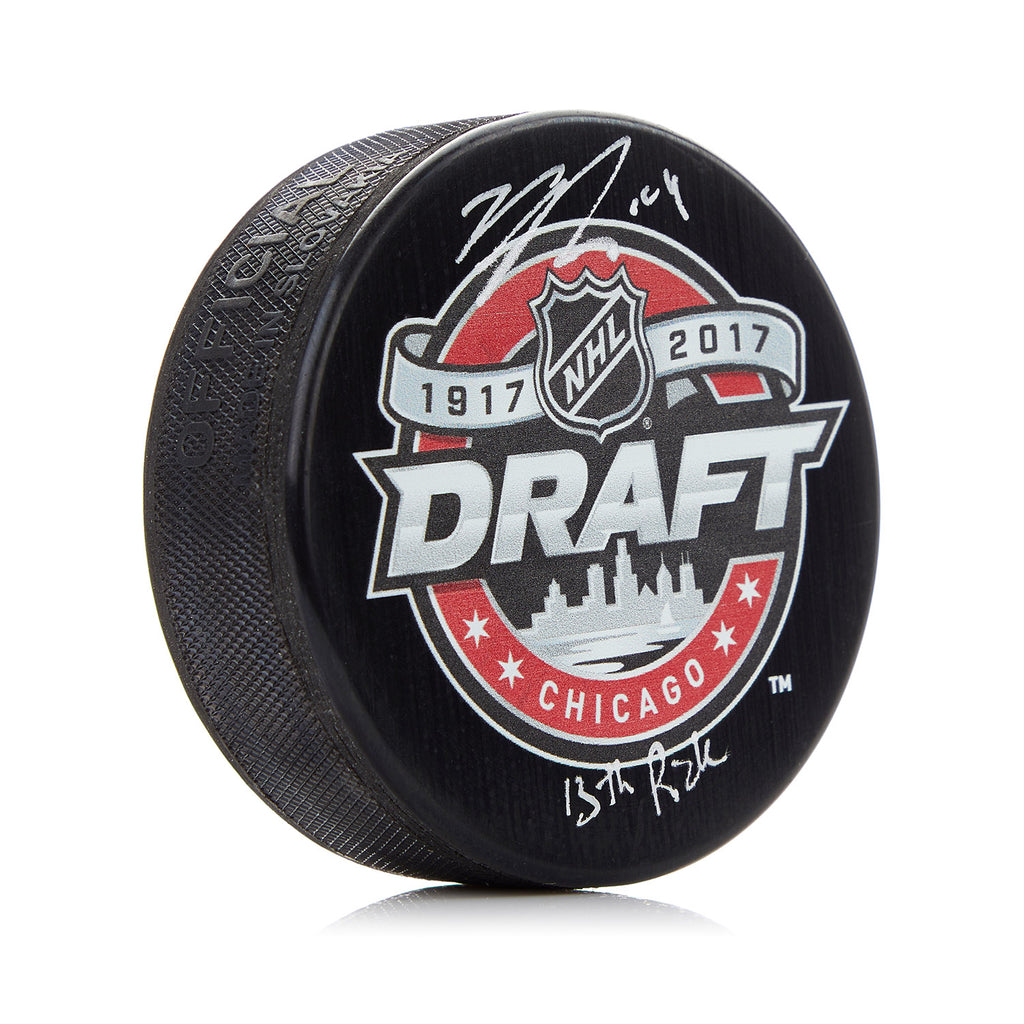 Nick Suzuki Signed 2017 NHL Entry Draft Puck with 13th Pick Note | AJ Sports.