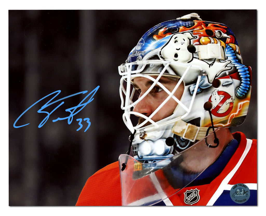 Cam Talbot Edmonton Oilers Autographed Ghostbusters Mask 8x10 Photo | AJ Sports.