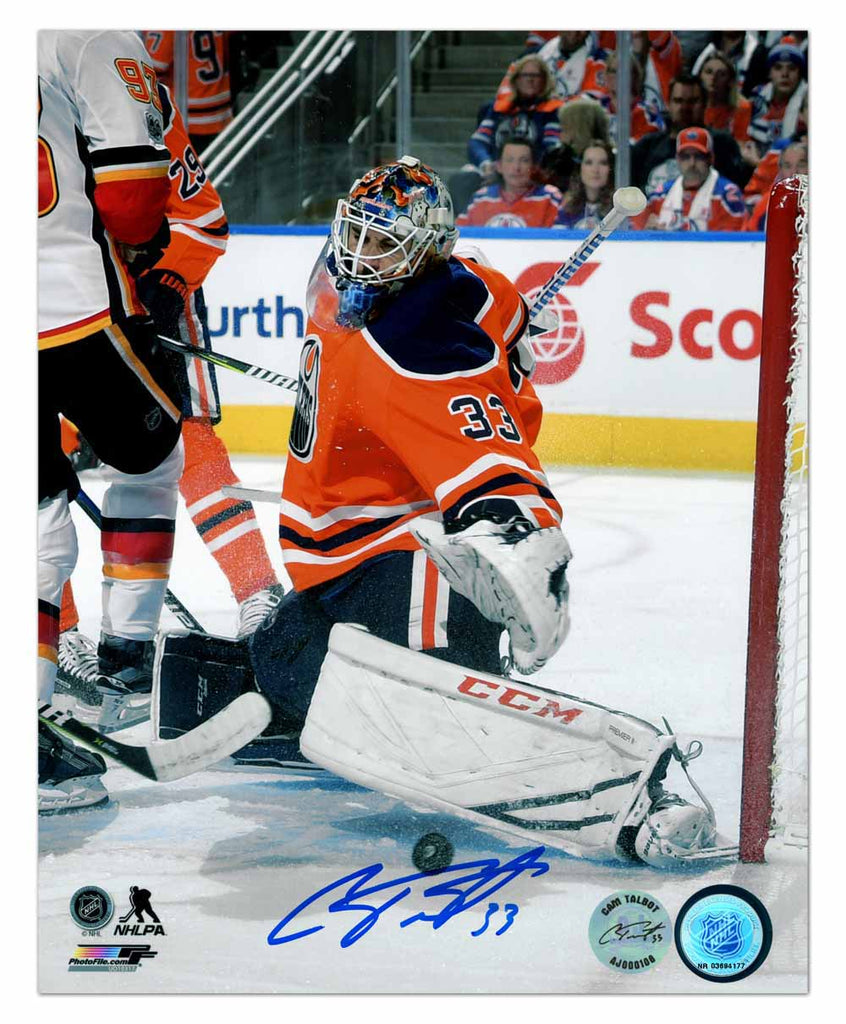 Cam Talbot Edmonton Oilers Autographed Leg Save 8x10 Photo | AJ Sports.