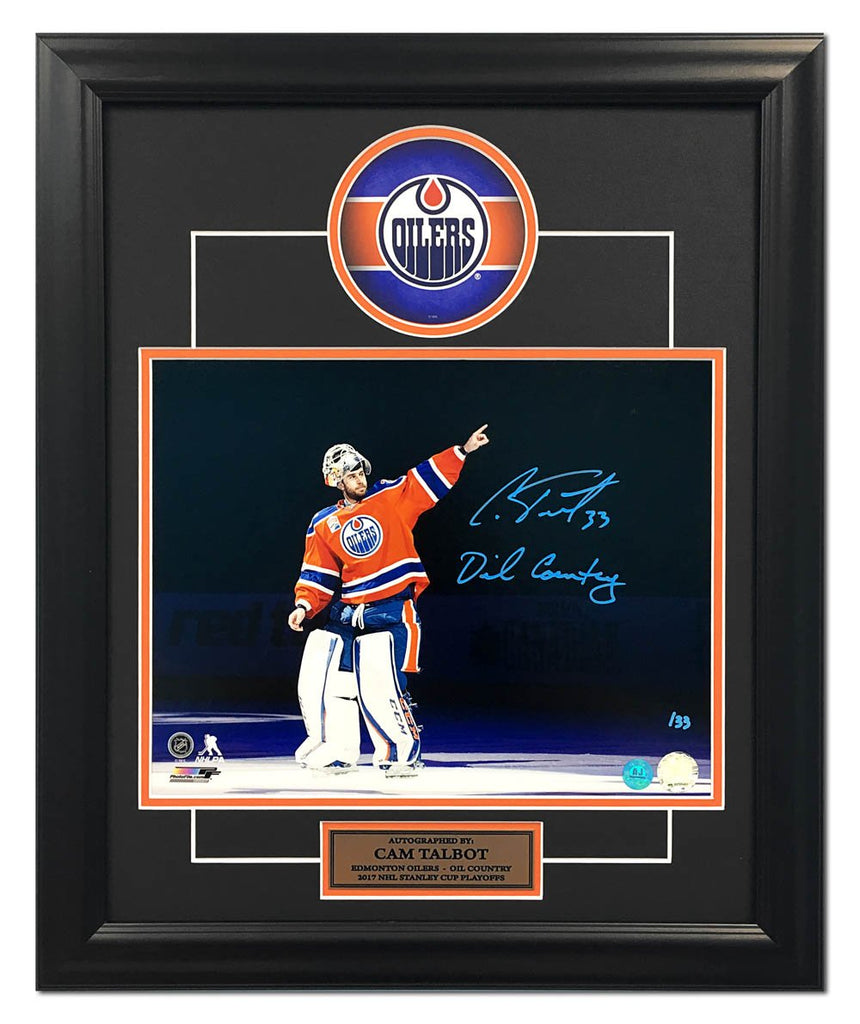 Cam Talbot Edmonton Oilers Signed & Inscribed Oil Country 20x24 Frame LE #/33 | AJ Sports.