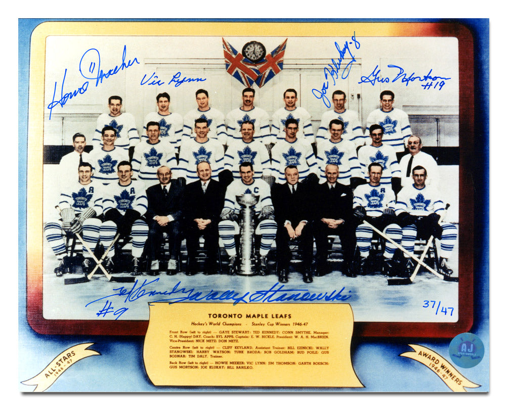 1947 Toronto Maple Leafs Stanley Cup Team Signed 8x10 Photo: 6 Autographs #/47 | AJ Sports.