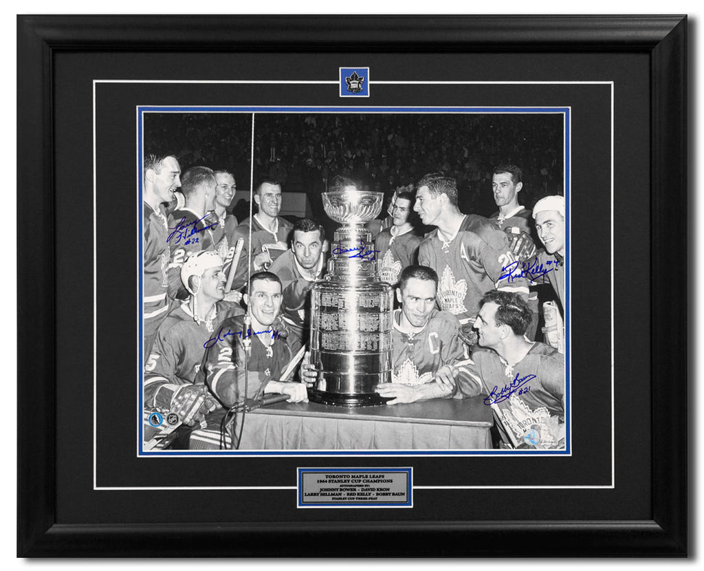 1964 Toronto Maple Leafs Stanley Cup Three-Peat 5 Player Signed 26x32 Frame | AJ Sports.