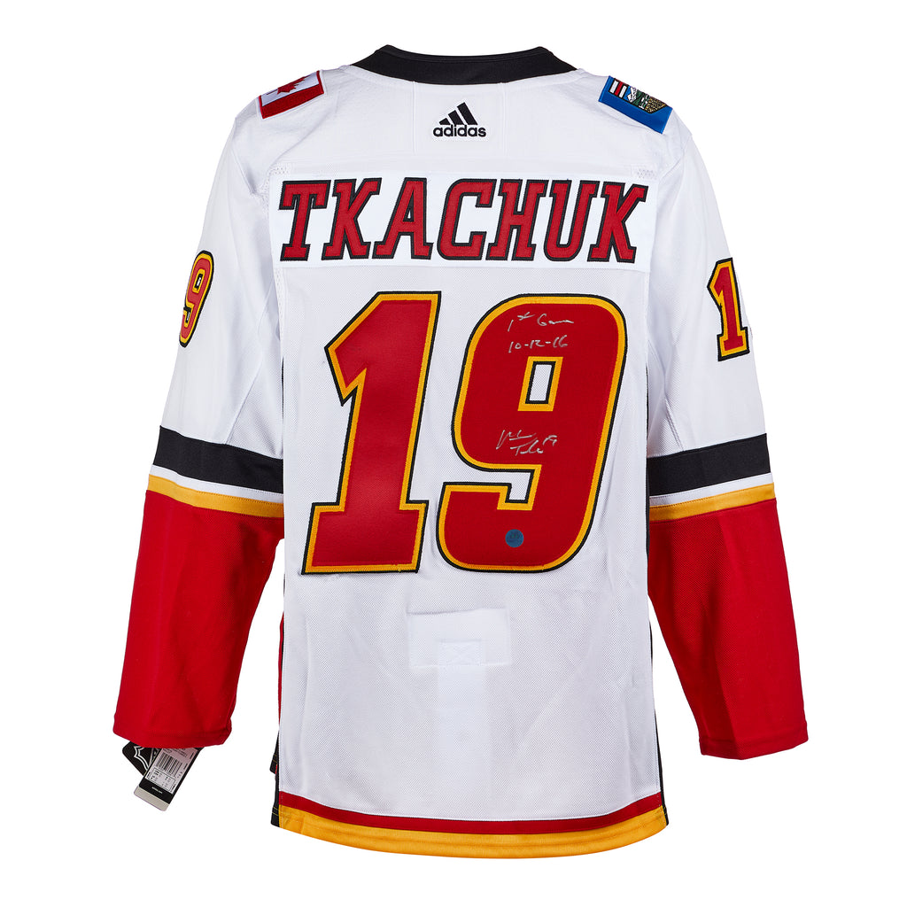 Matthew Tkachuk Calgary Flames Signed & Dated 1st Game Adidas Jersey | AJ Sports.