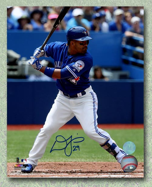 Devon Travis Toronto Blue Jays Autographed Batting Blue Jersey 8x10 Photo | AJ Sports.