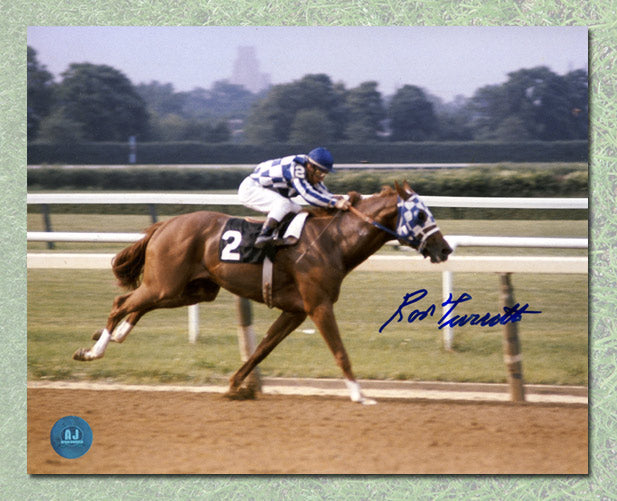 Secretariat Belmont Stakes Ron Turcotte Autographed Color Riding 8x10 Photo | AJ Sports.