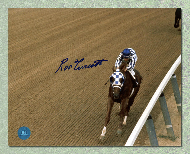 Secretariat Belmont Stakes Overhead Ron Turcotte Autographed 8x10 Photo | AJ Sports.
