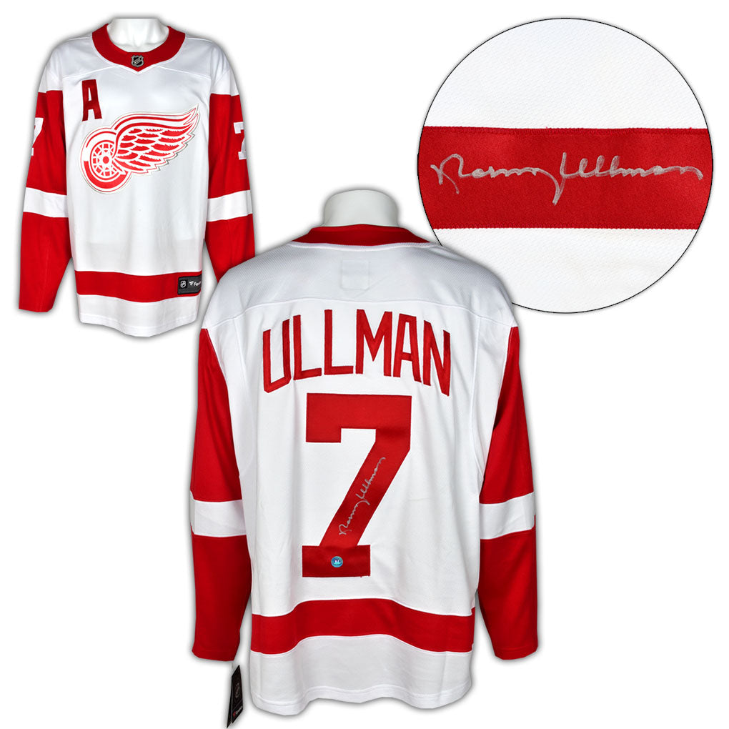 Norm Ullman Detroit Red Wings Signed White Fanatics Jersey | AJ Sports.