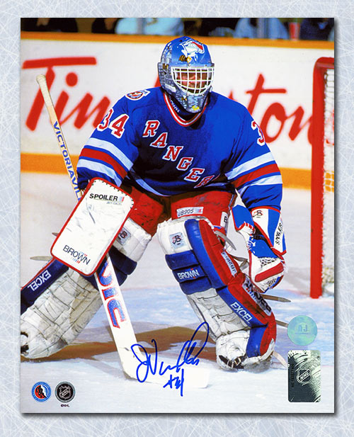 John Vanbiesbrouck New York Rangers Autographed Beezer Mask 8x10 Photo | AJ Sports.