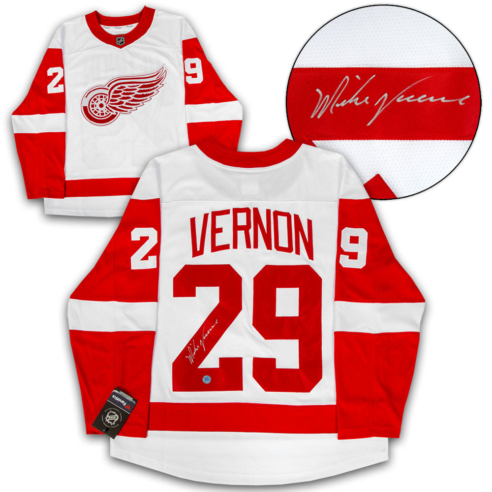 Mike Vernon Detroit Red Wings Signed White Fanatics Jersey | AJ Sports.