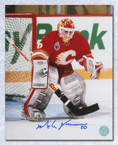 Mike Vernon Calgary Flames Autographed Goalie Mask 8x10 Photo | AJ Sports.