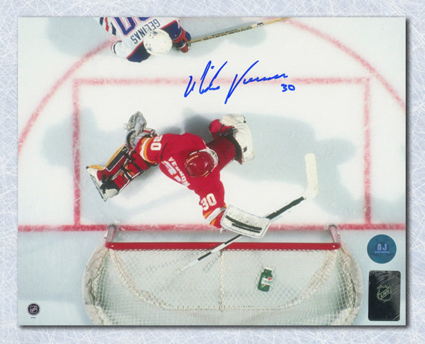 Mike Vernon Calgary Flames Autographed Overhead 8x10 Photo | AJ Sports.