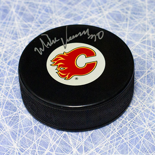 Mike Vernon Calgary Flames Autographed Hockey Puck | AJ Sports.