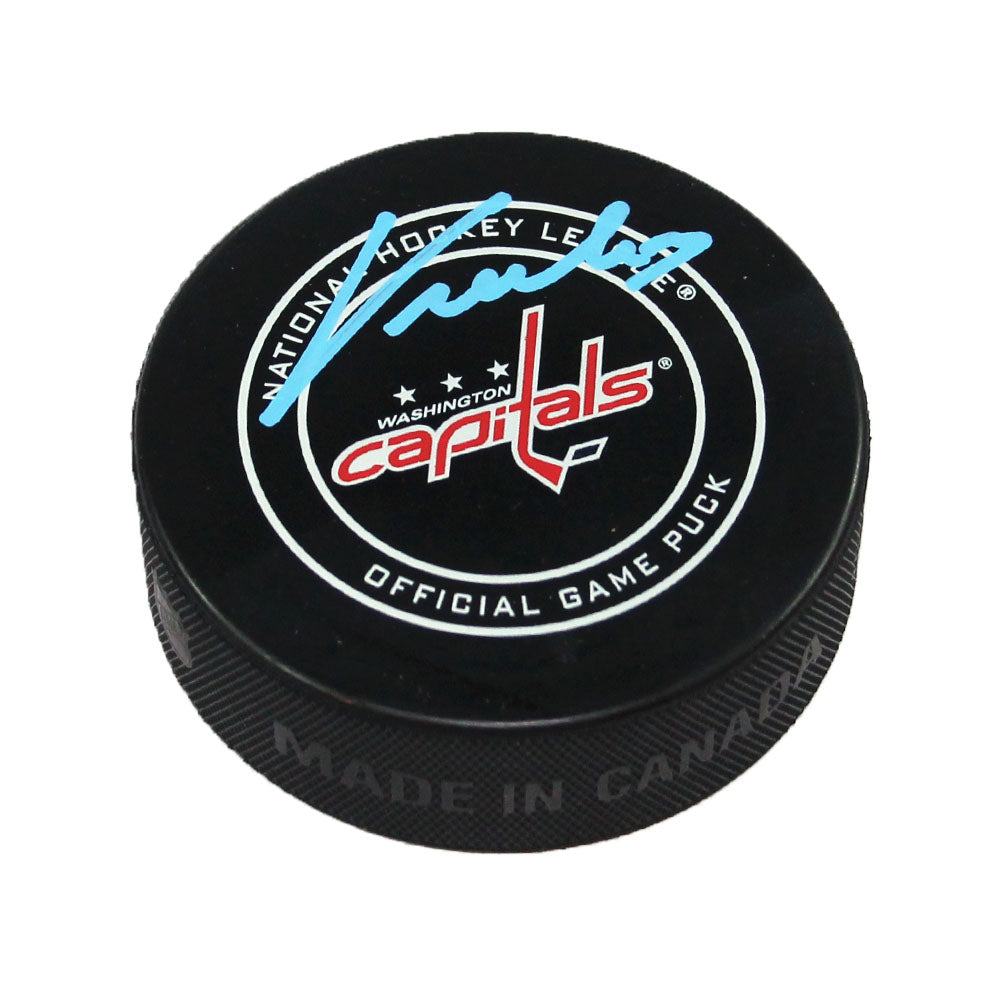 Jakub Vrana Washington Capitals Autographed Game Model Hockey Puck | AJ Sports.