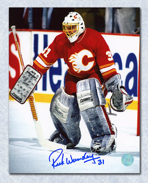 Rick Wamsley Calgary Flames Autographed Goalie 8x10 Photo | AJ Sports.