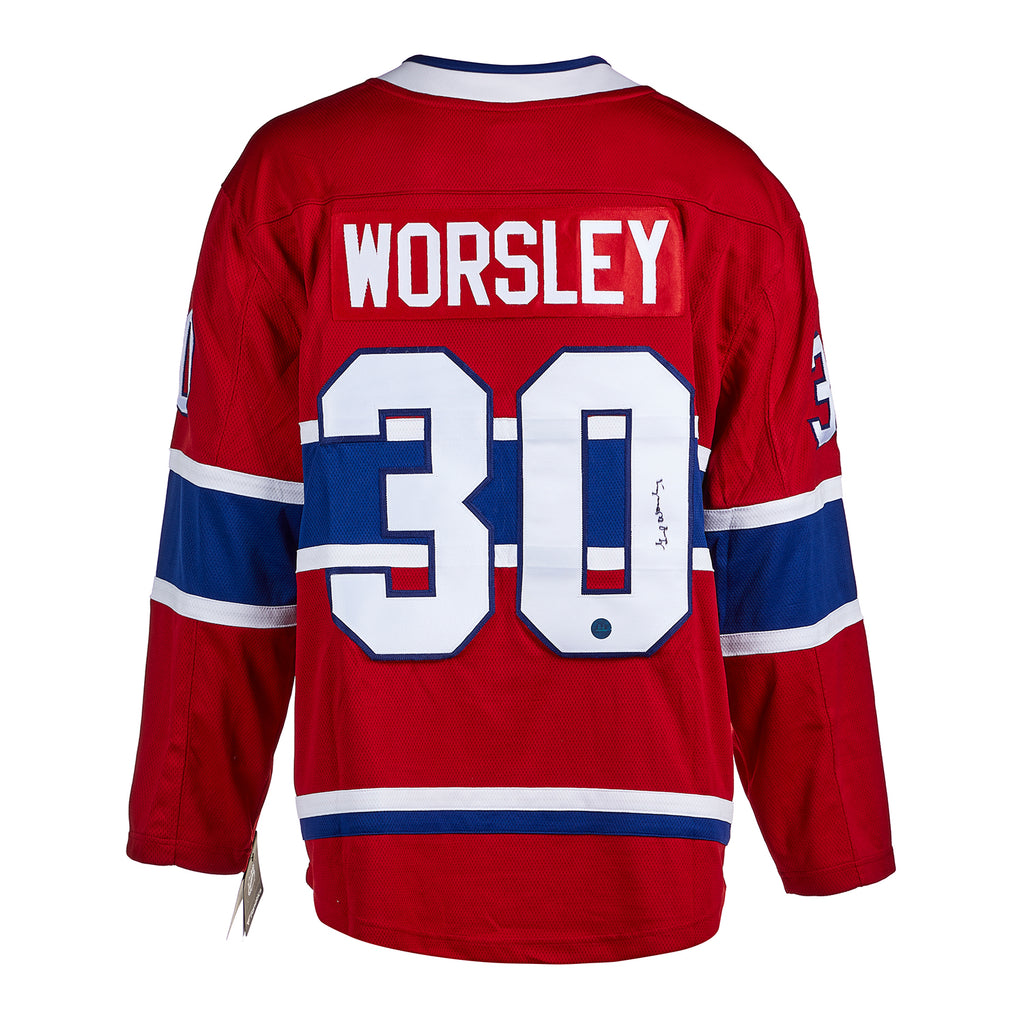Gump Worsley Montreal Canadiens Autographed Fanatics Jersey | AJ Sports.