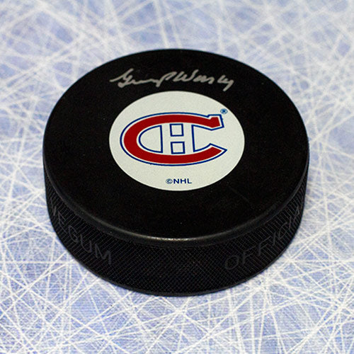Gump Worsley Montreal Canadiens Autographed Hockey Puck | AJ Sports.
